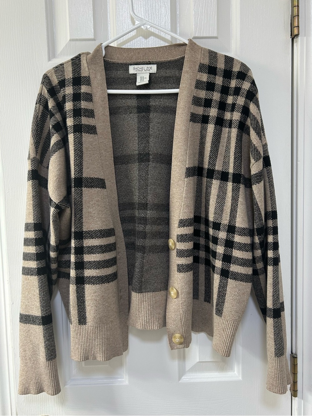 Rachel Zoe Plaid Cardigan Sweater 🤎🖤